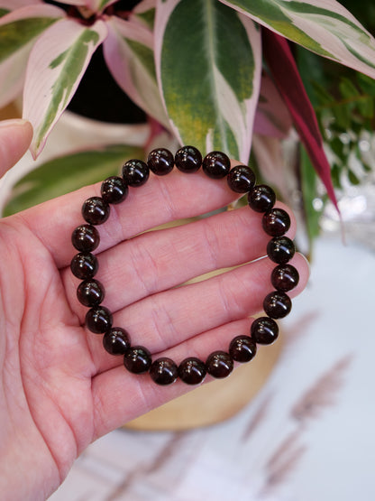 Almandine Garnet 8mm Beaded Natural Gemstone Elastic Bracelet, Genuine Top Grade Gift Jewelry, Men Women Fashion Crystal Energy Jewellery