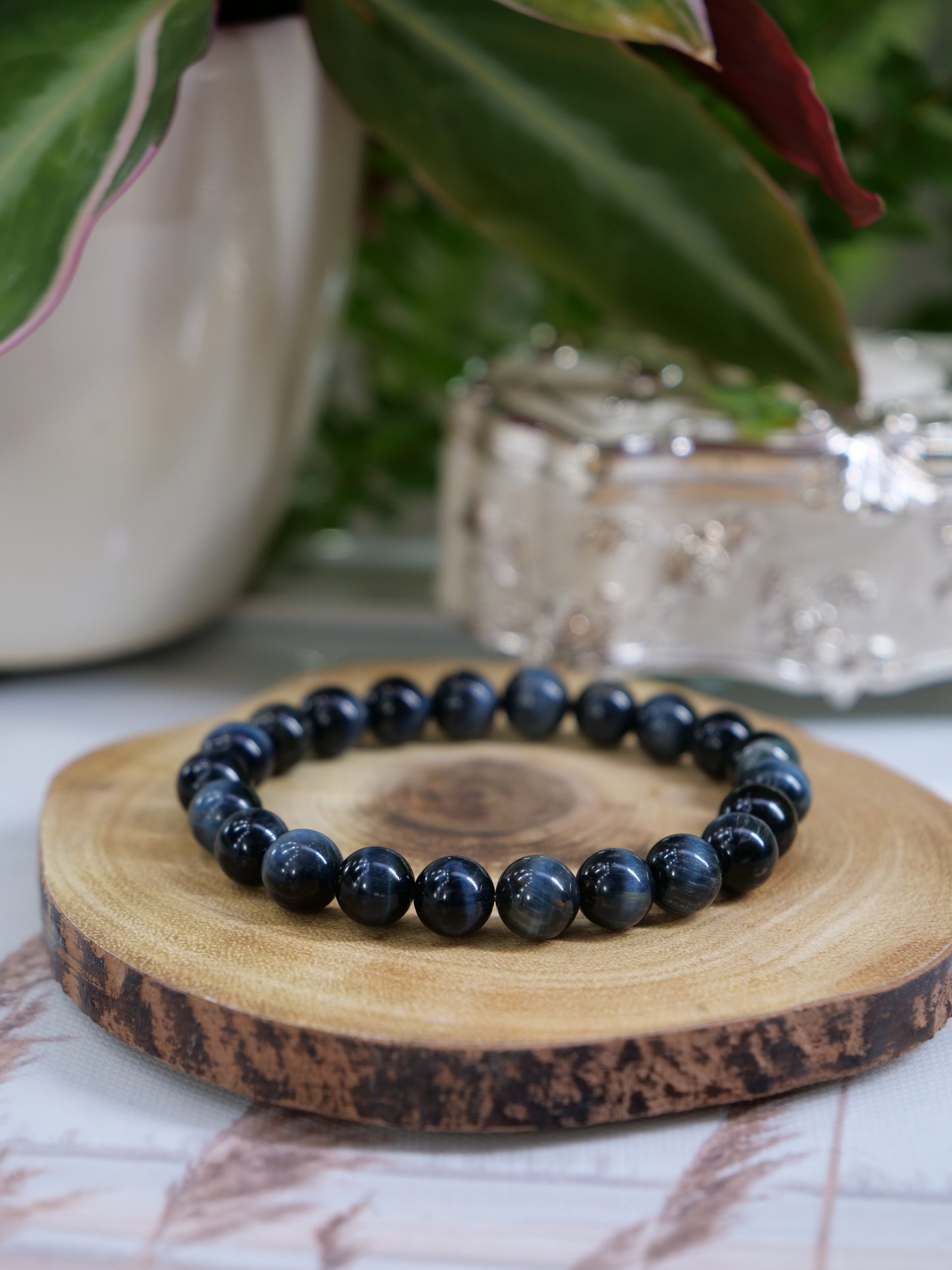 Hawks Eye 8mm Beaded Natural Gemstone Elastic Bracelet, Genuine Top Grade Gift Jewelry, Men Women Fashion Crystal Energy Jewellery