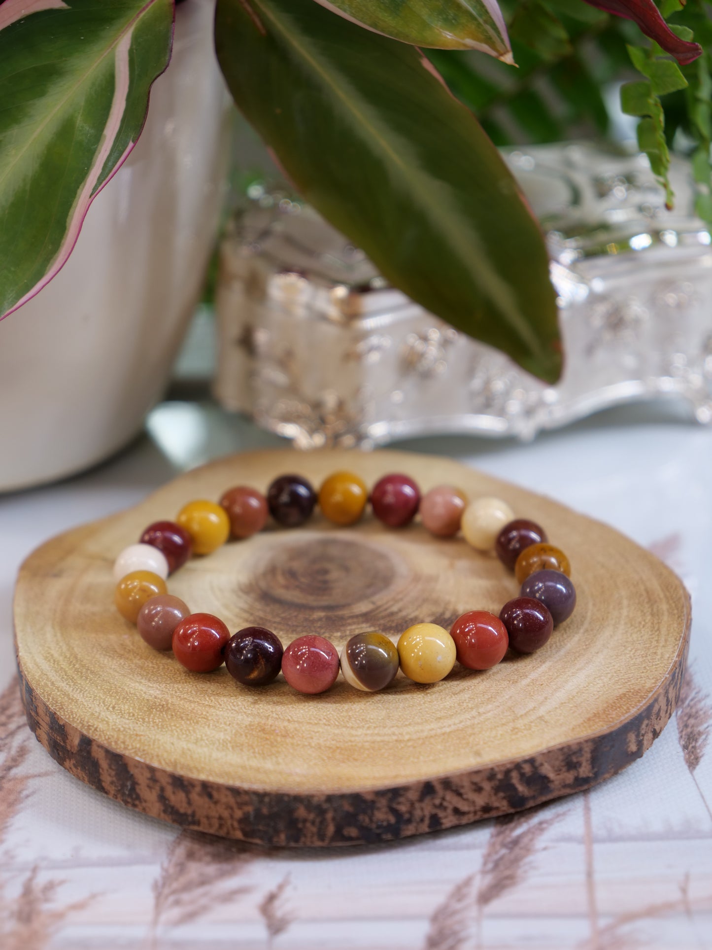 Mookaite Jasper 8mm Beaded Natural Gemstone Elastic Bracelet, Genuine Top Grade Gift Jewelry, Men Women Fashion Crystal Energy Jewellery