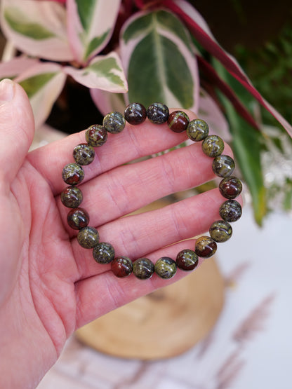 Dragon Blood Jasper 8mm Beaded Natural Gemstone Elastic Bracelet, Genuine Top Grade Gift Jewelry, Men Women Fashion Crystal Energy Jewellery