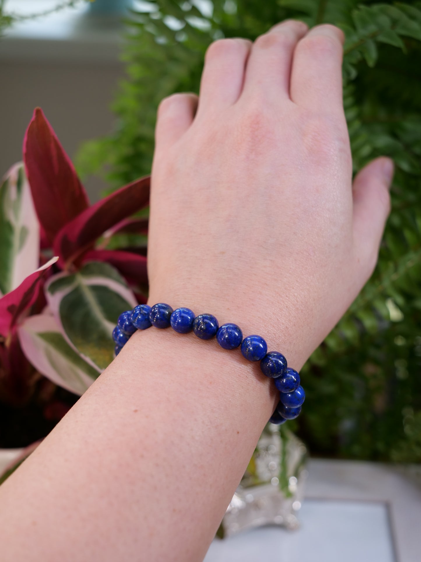 Lapis Lazuli 8mm Beaded Natural Gemstone Elastic Bracelet, Genuine Top Grade Gift Jewelry, Men Women Fashion Crystal Energy Jewellery