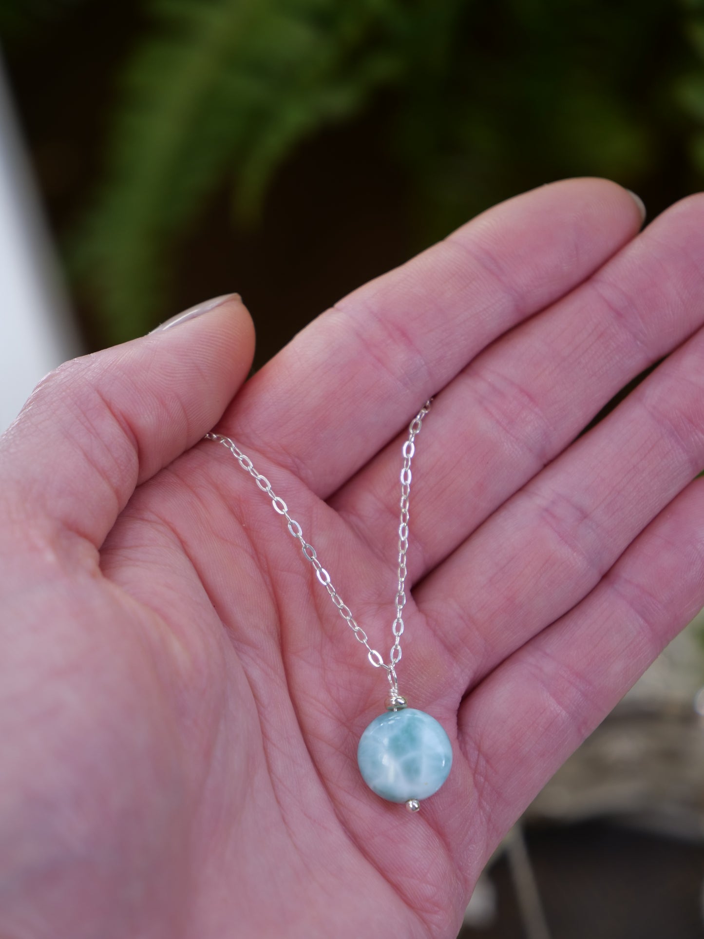 Dominican Larimar Natural Gemstone Sterling Silver Necklace