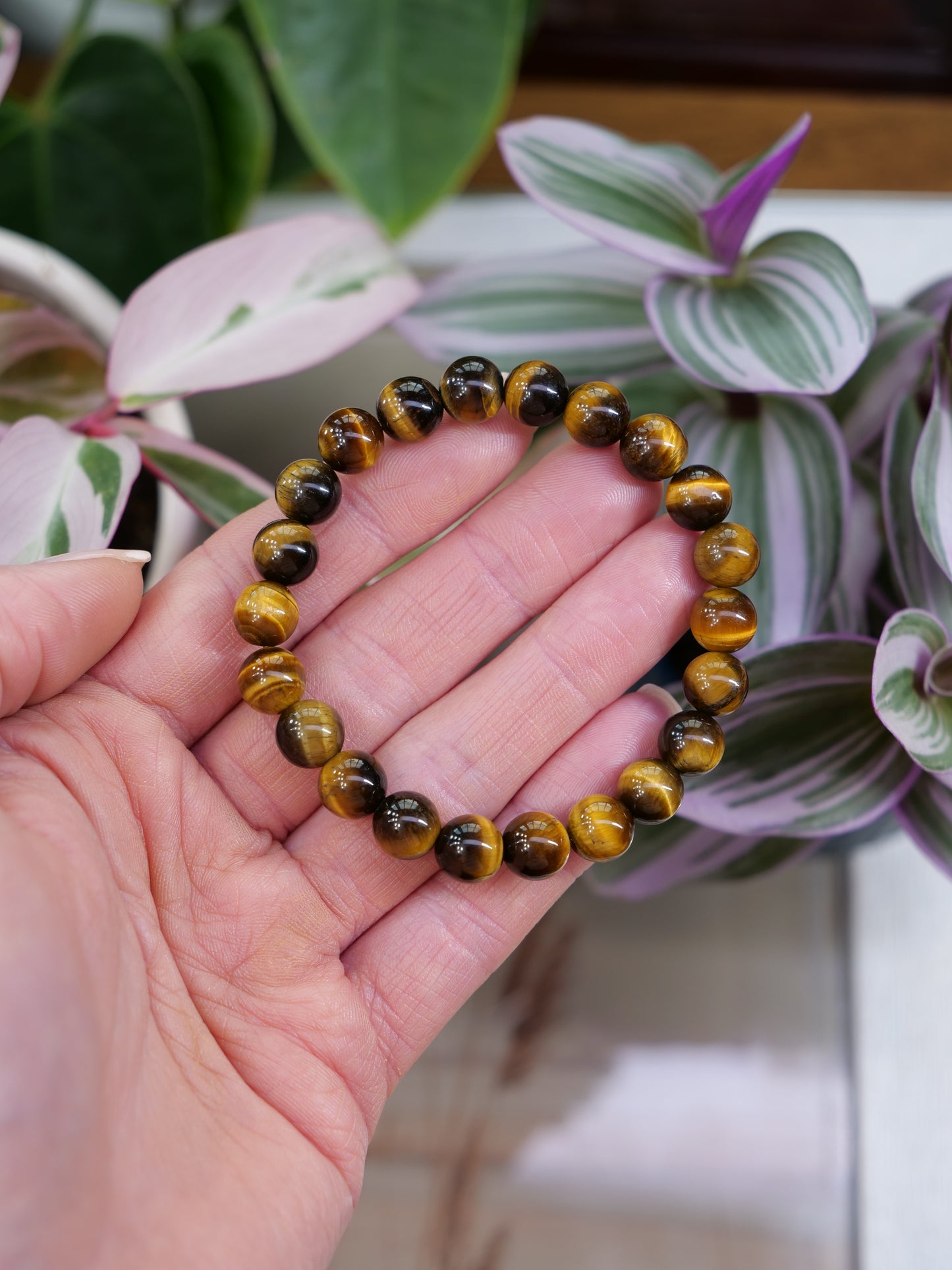 Tigers Eye 8mm Beaded Natural Gemstone Elastic Bracelet, Genuine Top Grade Gift Jewelry, Men Women Fashion Crystal Energy Jewellery