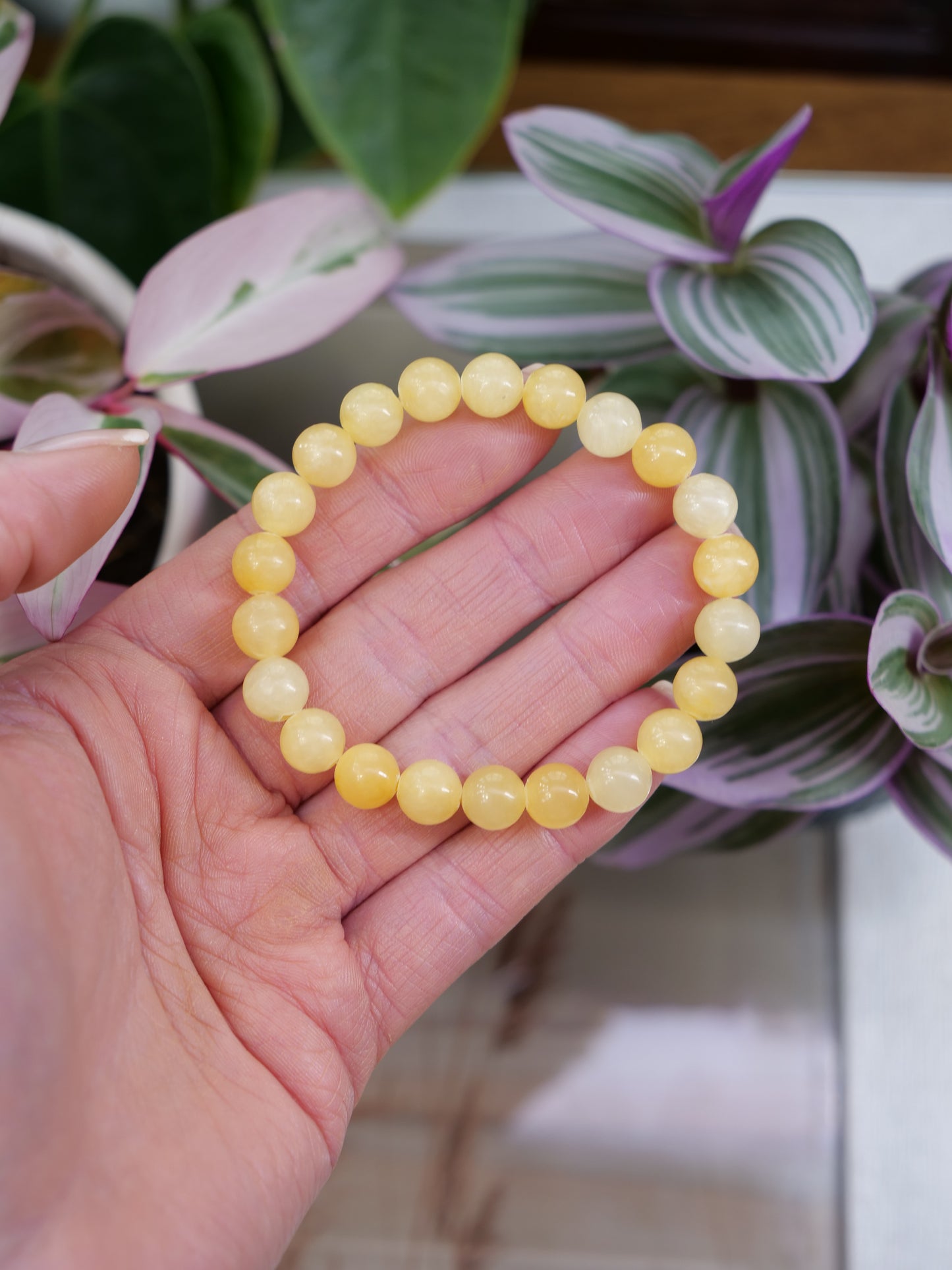 Yellow Jade 8mm Beaded Natural Gemstone Elastic Bracelet, Genuine Top Grade Gift Jewelry, Men Women Fashion Crystal Energy Jewellery