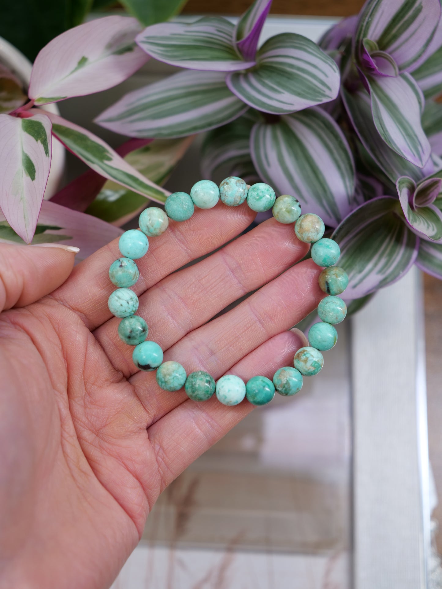 Turquoise 8mm Beaded Natural Gemstone Elastic Bracelet, Genuine Top Grade Gift Jewelry, Men Women Fashion Crystal Energy Jewellery