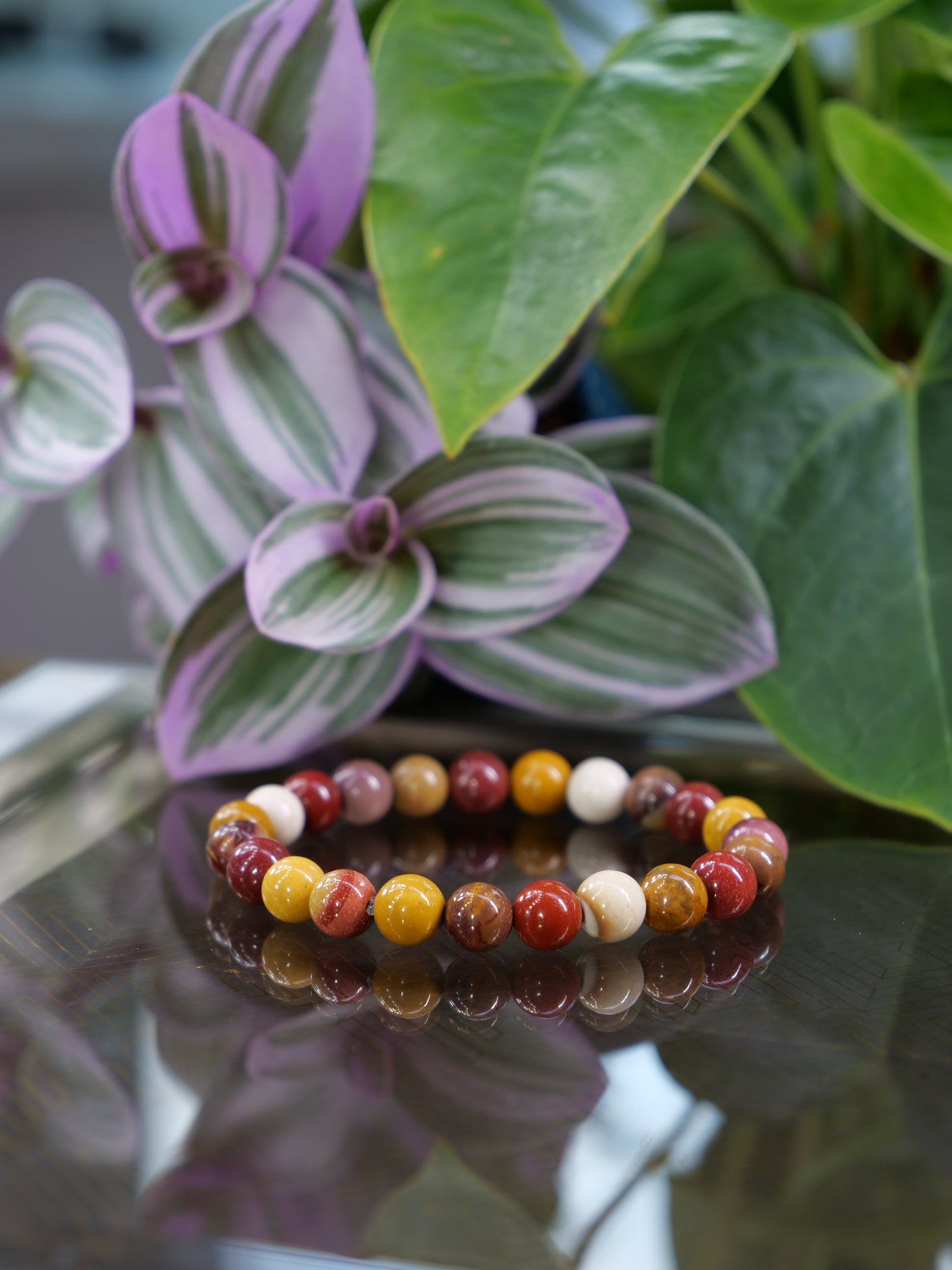 Mookaite Jasper 8mm Beaded Natural Gemstone Elastic Bracelet, Genuine Top Grade Gift Jewelry, Men Women Fashion Crystal Energy Jewellery