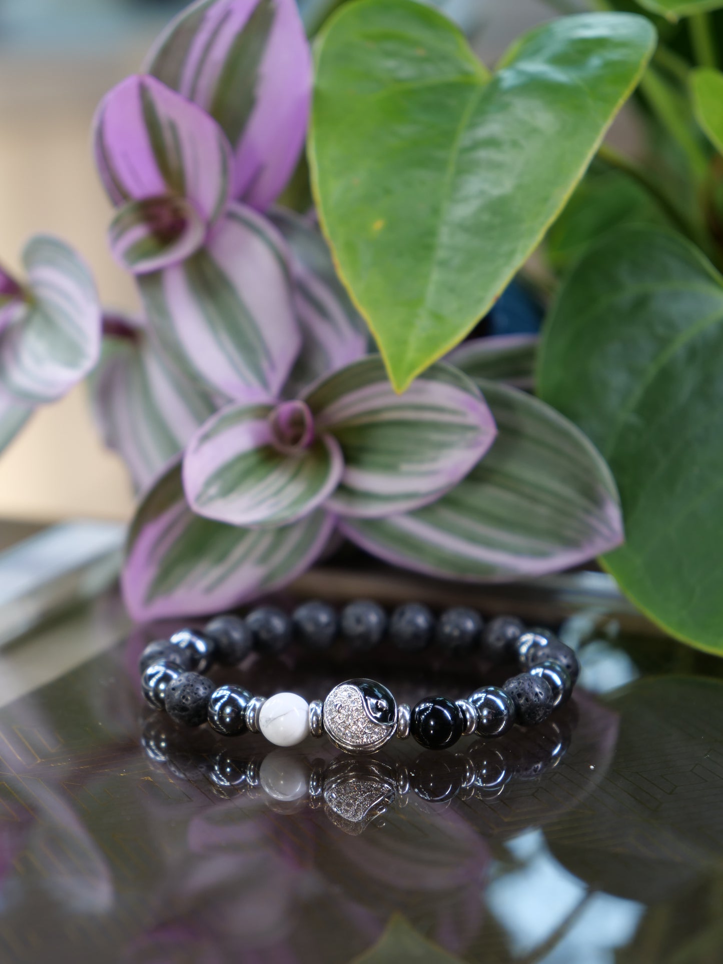 Yin Yang Natural Gemstone Elastic Bracelet