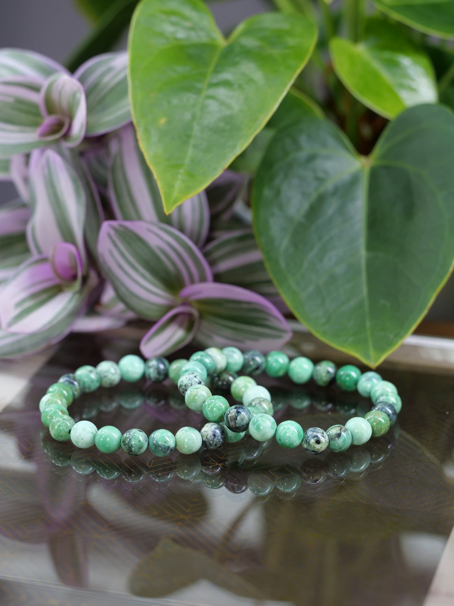 Variscite 8mm Beaded Natural Gemstone Elastic Bracelet, Genuine Top Grade Gift Jewelry, Men Women Fashion Crystal Energy Jewellery