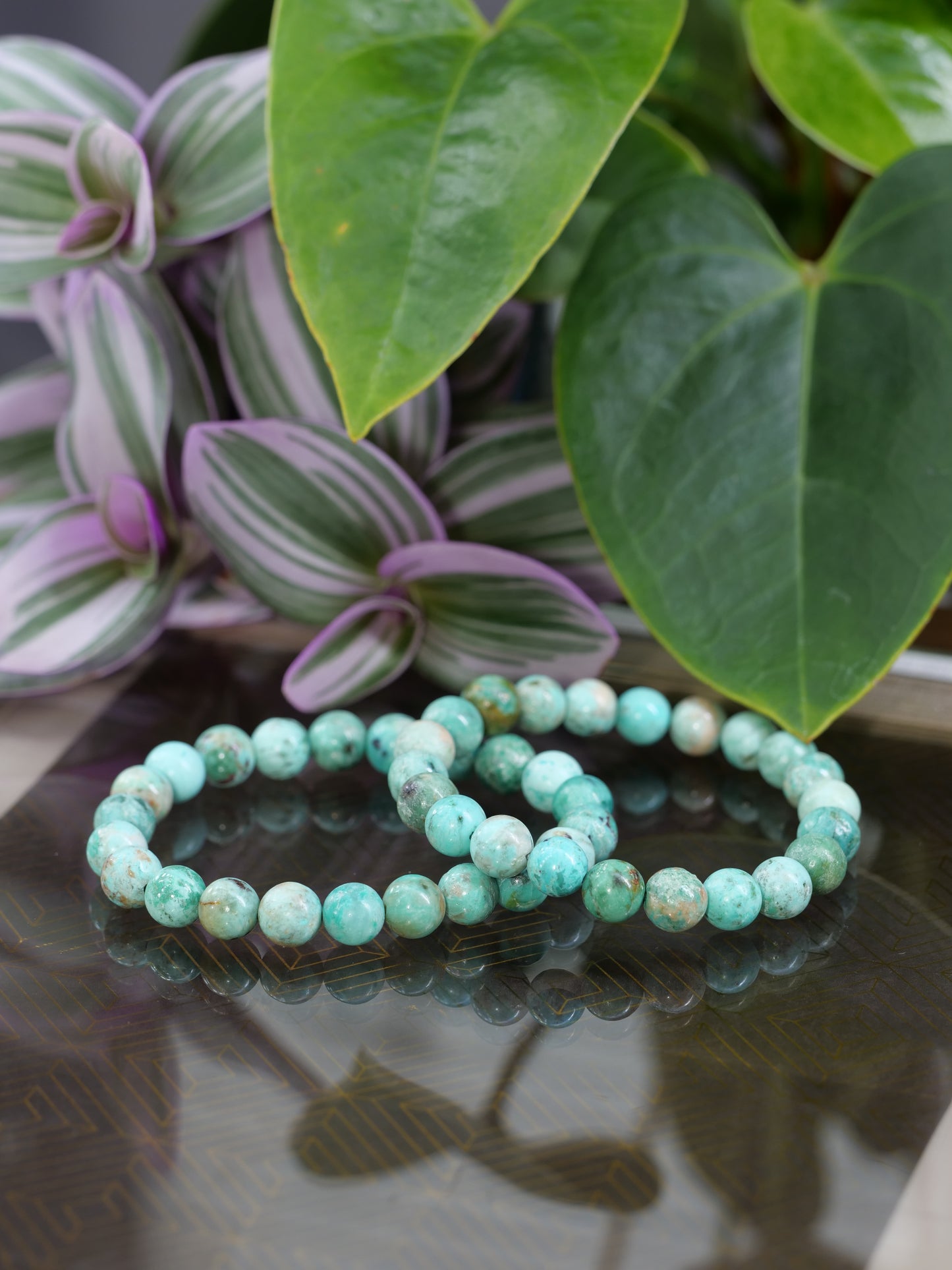 Turquoise 8mm Beaded Natural Gemstone Elastic Bracelet, Genuine Top Grade Gift Jewelry, Men Women Fashion Crystal Energy Jewellery