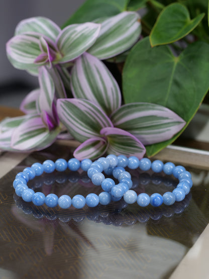 Blue Aventurine 8mm Beaded Natural Gemstone Elastic Bracelet, Genuine Top Grade Gift Jewelry, Men Women Fashion Crystal Energy Jewellery