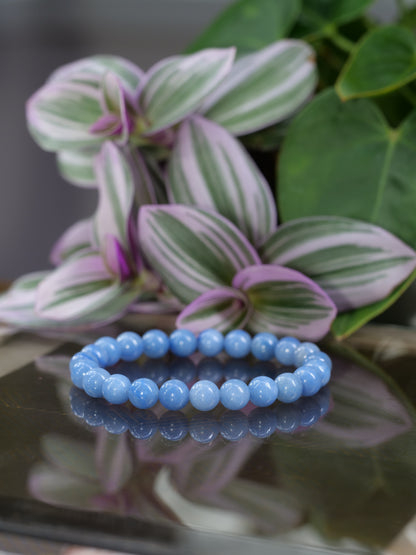 Blue Aventurine 8mm Beaded Natural Gemstone Elastic Bracelet, Genuine Top Grade Gift Jewelry, Men Women Fashion Crystal Energy Jewellery