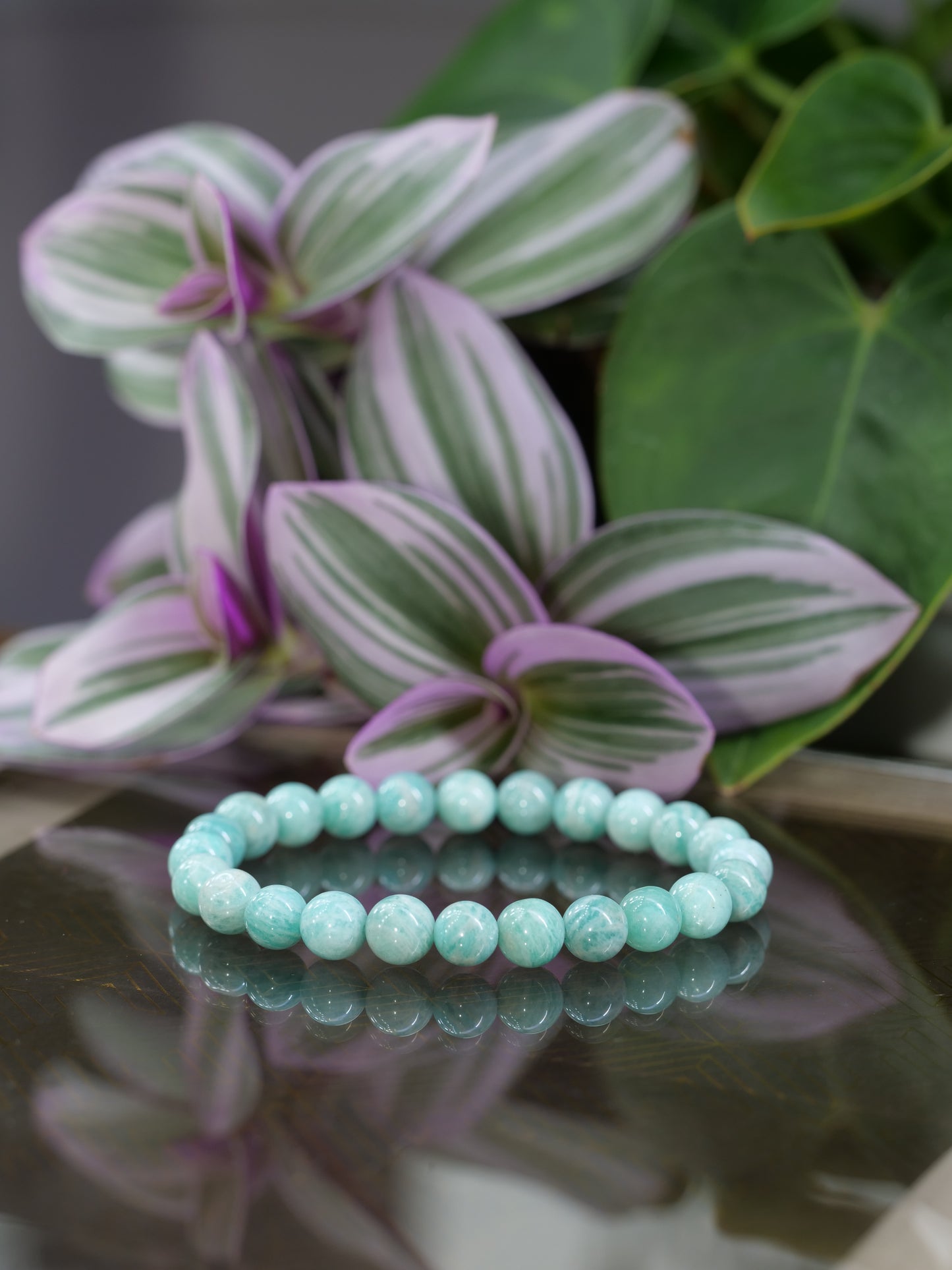 Amazonite 8mm Beaded Natural Gemstone Elastic Bracelet, Genuine Top Grade Gift Jewelry, Men Women Fashion Crystal Energy Jewellery