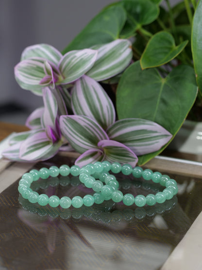 Green Aventurine 8mm Beaded Natural Gemstone Elastic Bracelet, Genuine Top Grade Gift Jewelry, Men Women Fashion Crystal Energy Jewellery