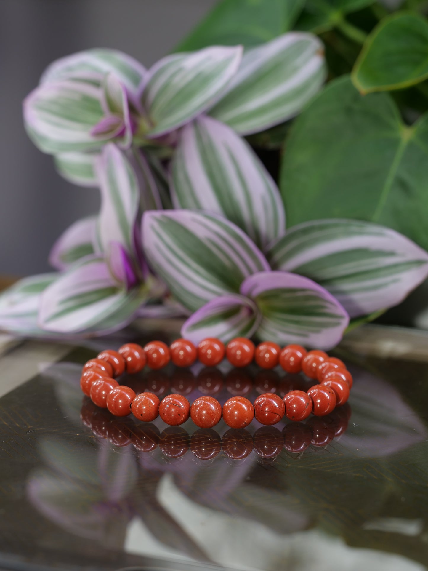 Red Jasper 8mm Beaded Natural Gemstone Elastic Bracelet, Genuine Top Grade Gift Jewelry, Men Women Fashion Crystal Energy Jewellery