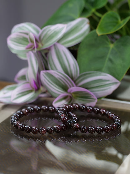 Almandine Garnet 8mm Beaded Natural Gemstone Elastic Bracelet, Genuine Top Grade Gift Jewelry, Men Women Fashion Crystal Energy Jewellery