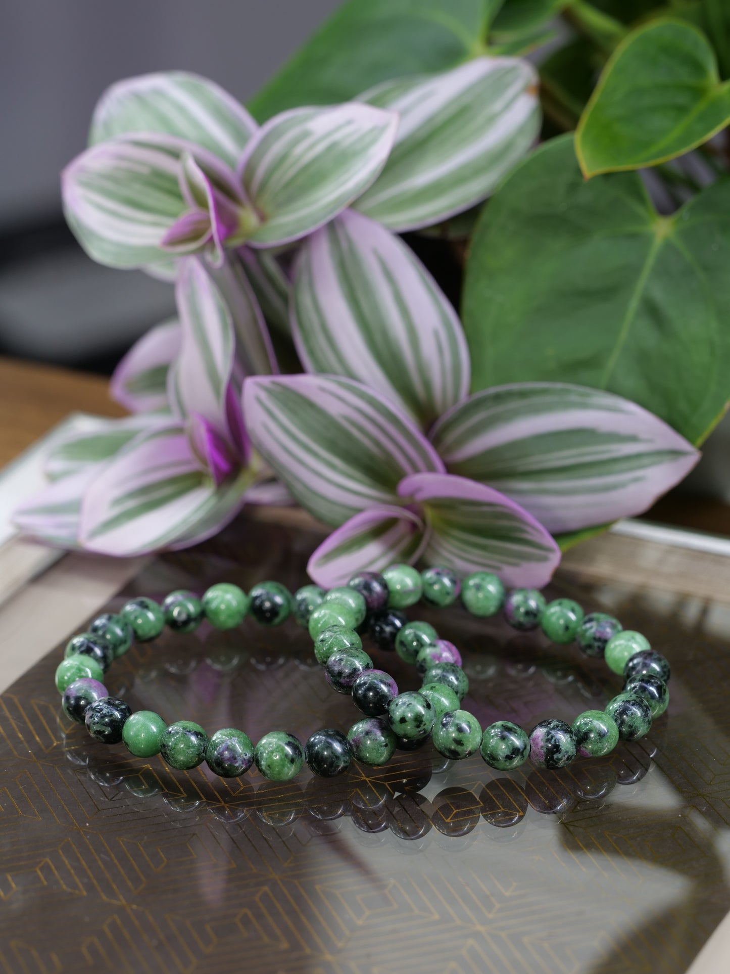 Ruby Zoisite 8mm Beaded Natural Gemstone Elastic Bracelet, Genuine Top Grade Gift Jewelry, Men Women Fashion Crystal Energy Jewellery