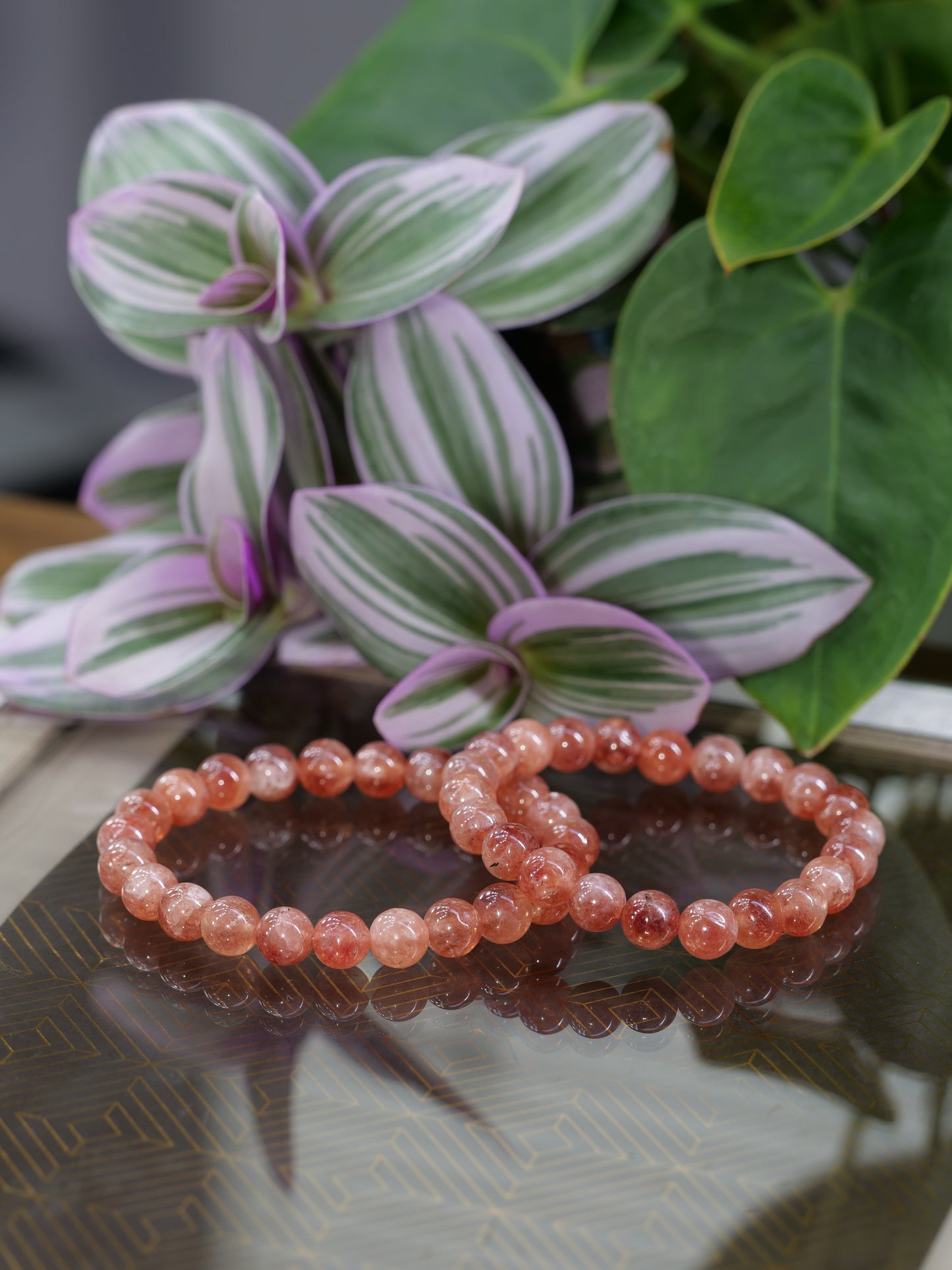 Sunstone 8mm Beaded Natural Gemstone Elastic Bracelet, Genuine Top Grade Gift Jewelry, Men Women Fashion Crystal Energy Jewellery