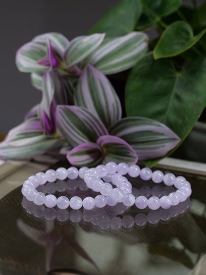 Lavender Amethyst 8mm Beaded Natural Gemstone Elastic Bracelet, Genuine Top Grade Gift Jewelry, Men Women Fashion Crystal Energy Jewellery