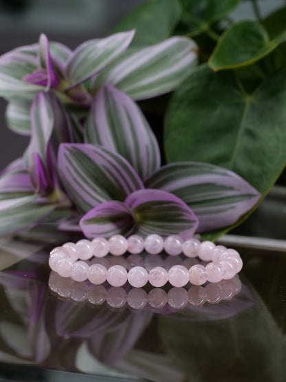 Morganite 8mm Beaded Natural Gemstone Elastic Bracelet, Genuine Top Grade Gift Jewelry, Men Women Fashion Crystal Energy Jewellery