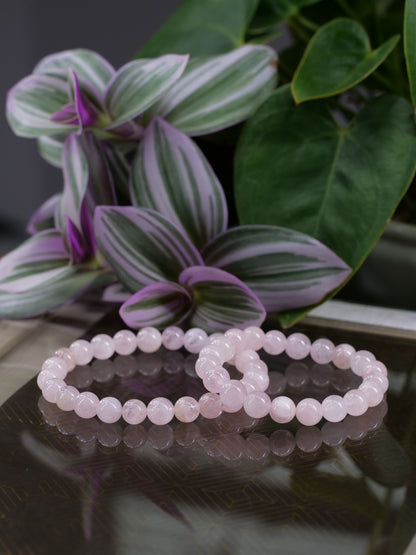 Morganite 8mm Beaded Natural Gemstone Elastic Bracelet, Genuine Top Grade Gift Jewelry, Men Women Fashion Crystal Energy Jewellery