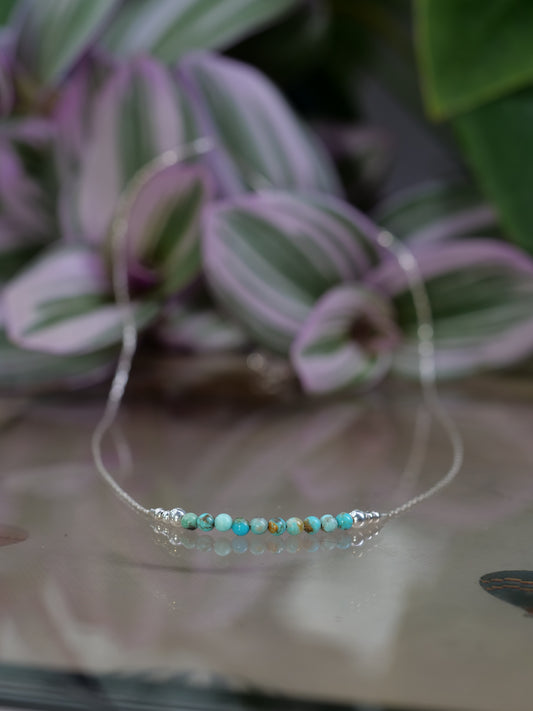 Turquoise Anhui Natural Gemstone Sterling Silver Dainty Necklace, Genuine Top Grade Gift Jewelry, Women Crystal Energy Jewellery