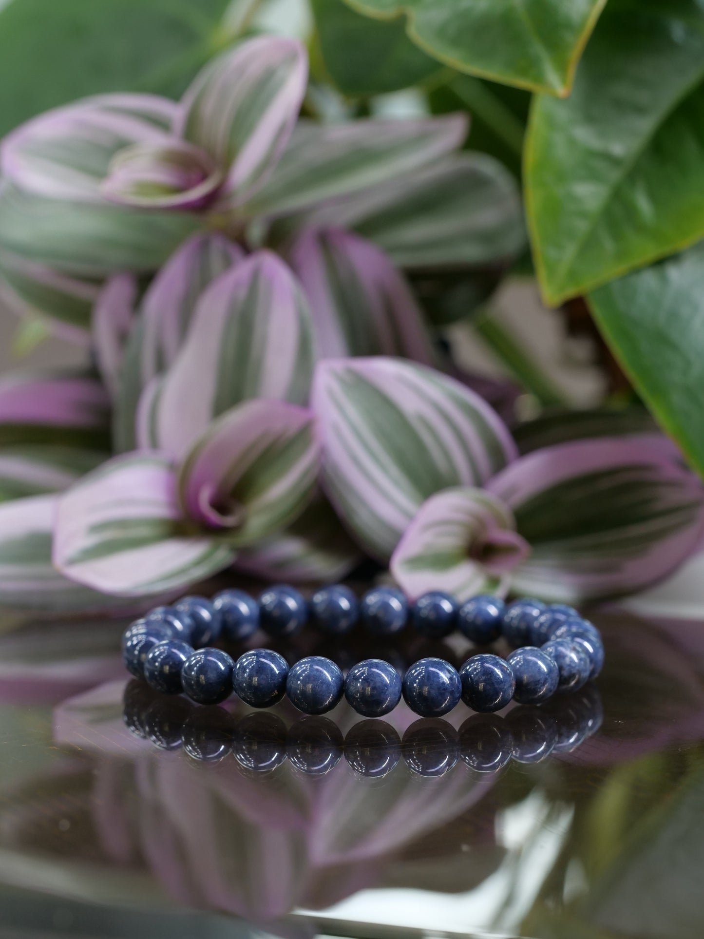 Sapphire 8mm Beaded Natural Gemstone Elastic Bracelet, Genuine Top Grade Gift Jewelry, Men Women Fashion Crystal Energy Jewellery