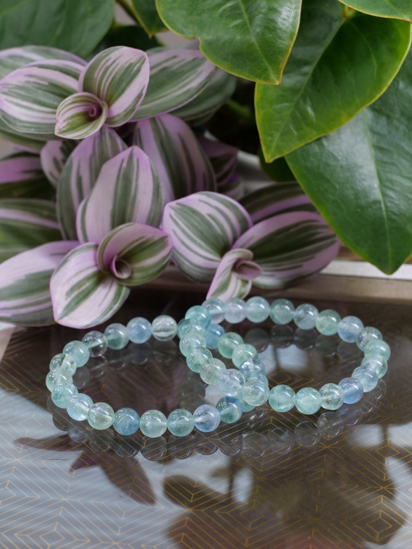 Blue Green Fluorite 8mm Beaded Natural Gemstone Elastic Bracelet, Genuine Top Grade Gift Jewelry, Men Women Fashion Crystal Energy Jewellery