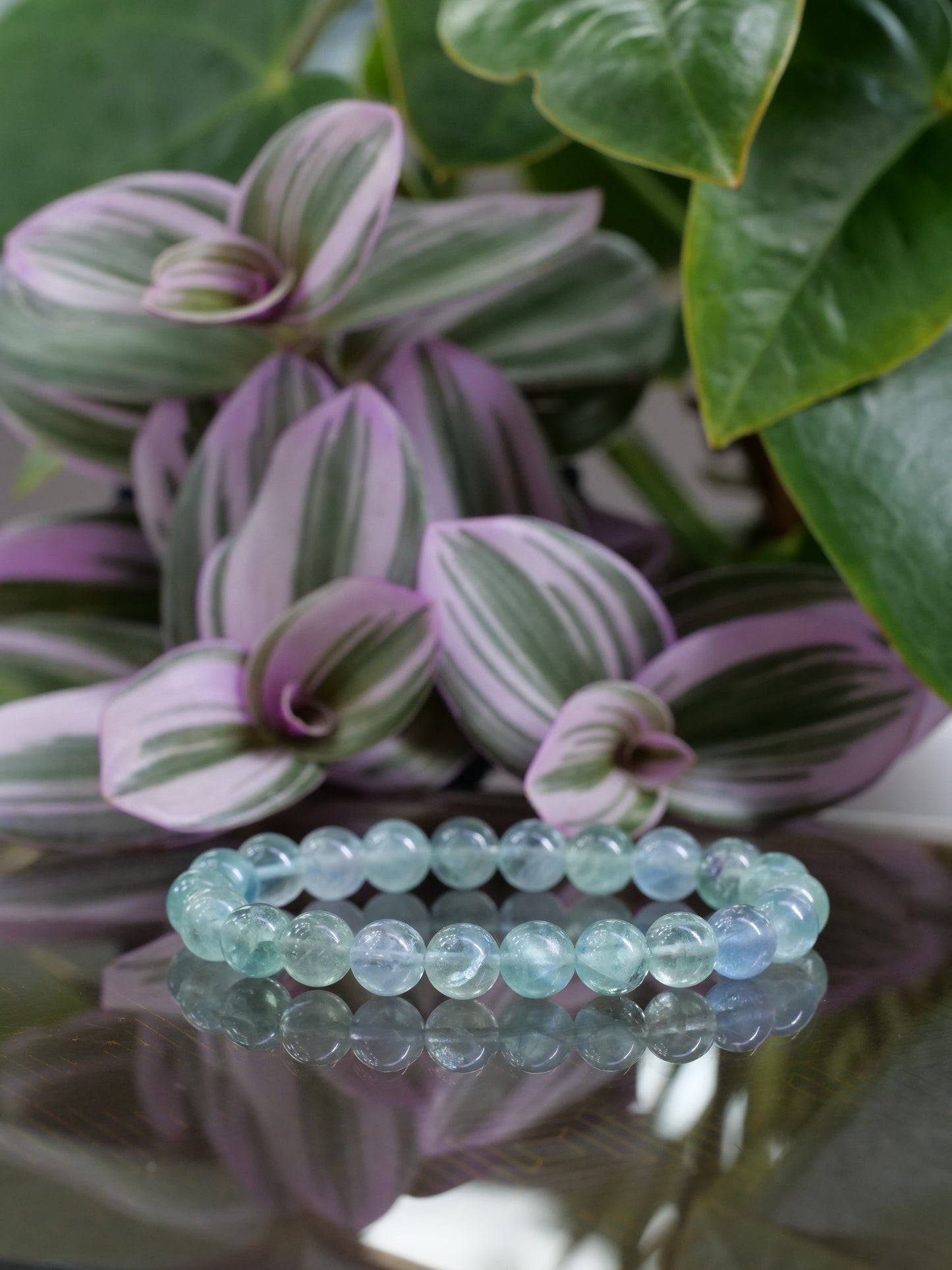 Blue Green Fluorite 8mm Beaded Natural Gemstone Elastic Bracelet, Genuine Top Grade Gift Jewelry, Men Women Fashion Crystal Energy Jewellery