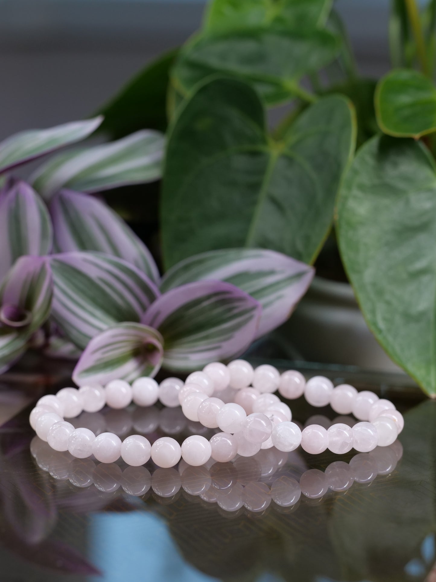 Rose Quartz 8mm Beaded Natural Gemstone Elastic Bracelet, Genuine Top Grade Gift Jewelry, Men Women Fashion Crystal Energy Jewellery