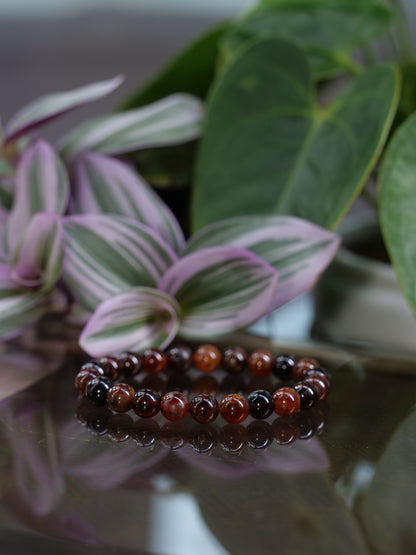 Spessartine Garnet 8mm Beaded Natural Gemstone Elastic Bracelet, Genuine Top Grade Gift Jewelry, Men Women Fashion Crystal Energy Jewellery