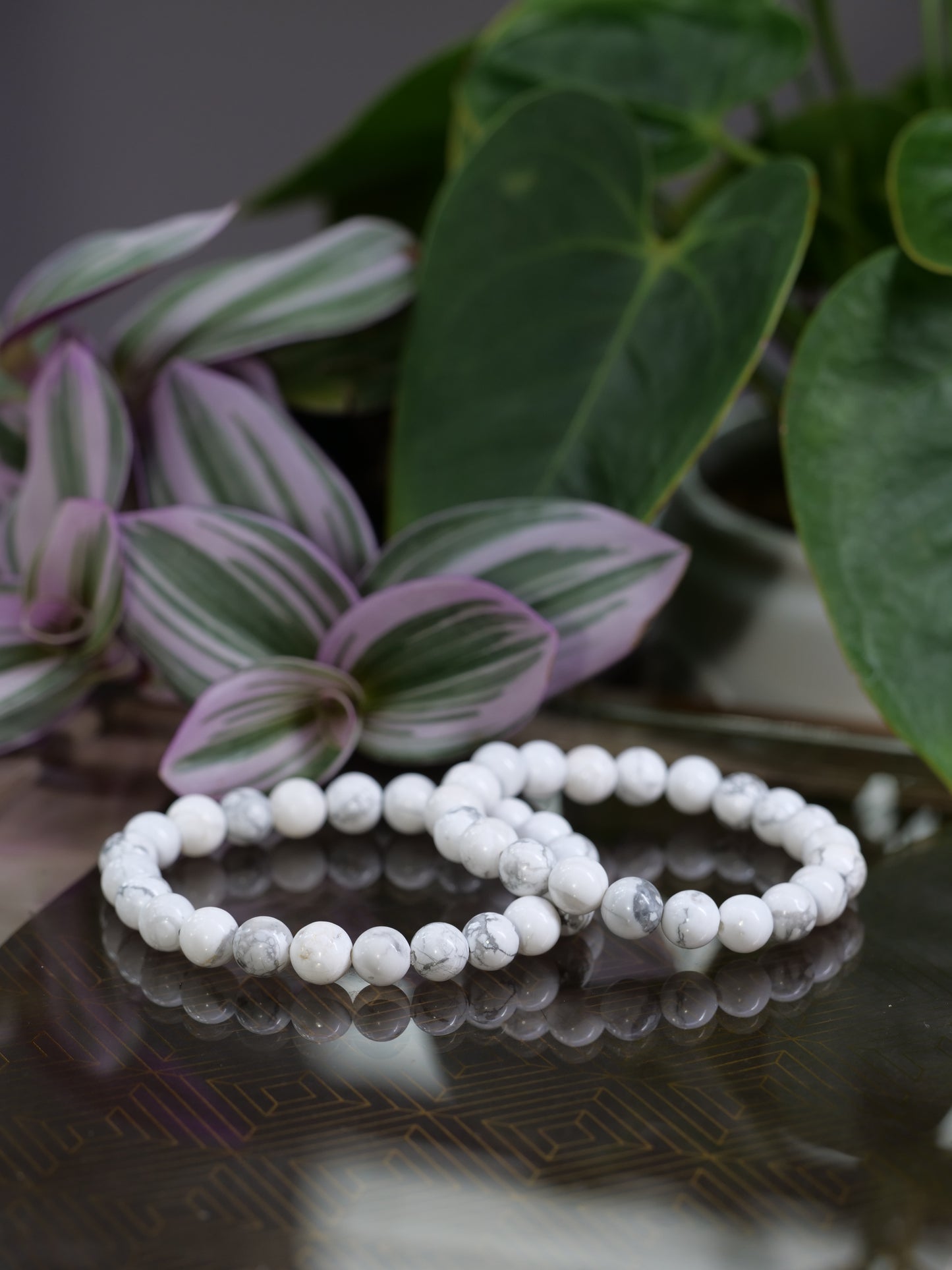 Howlite 8mm Beaded Natural Gemstone Elastic Bracelet, Genuine Top Grade Gift Jewelry, Men Women Fashion Crystal Energy Jewellery