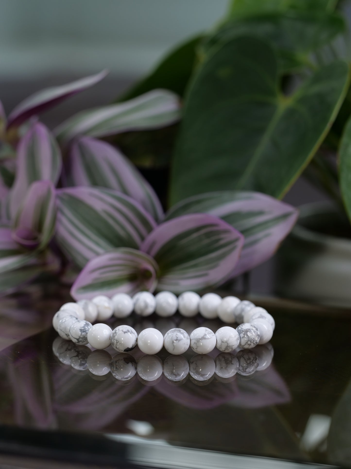 Howlite 8mm Beaded Natural Gemstone Elastic Bracelet, Genuine Top Grade Gift Jewelry, Men Women Fashion Crystal Energy Jewellery