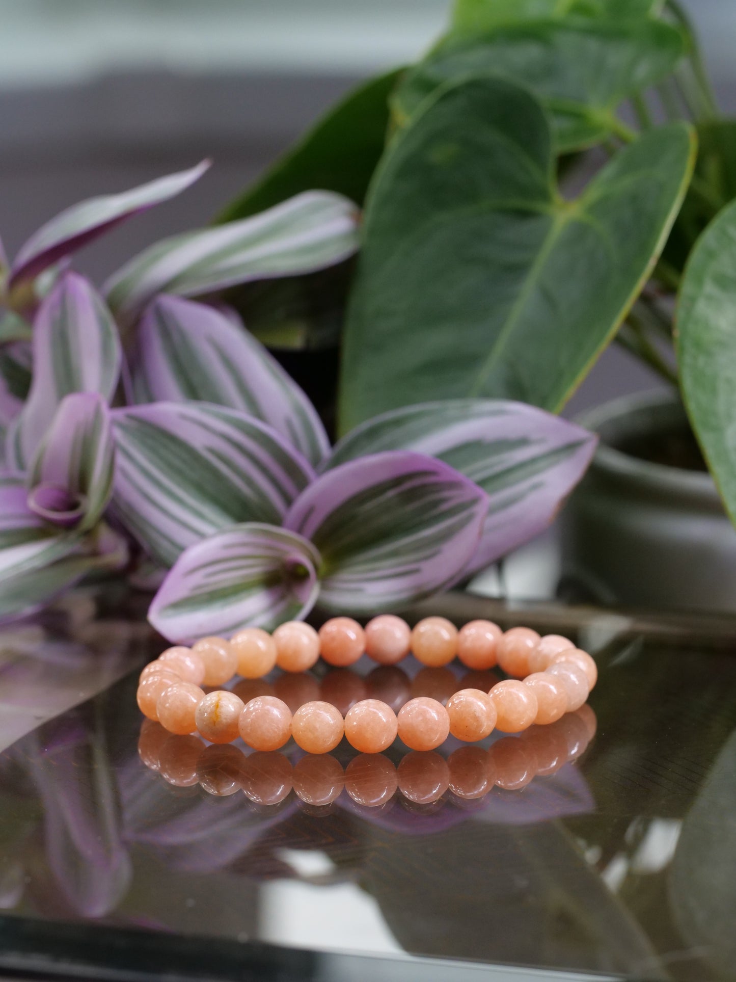 Orange Calcite 8mm Beaded Natural Gemstone Elastic Bracelet, Genuine Top Grade Gift Jewelry, Men Women Fashion Crystal Energy Jewellery