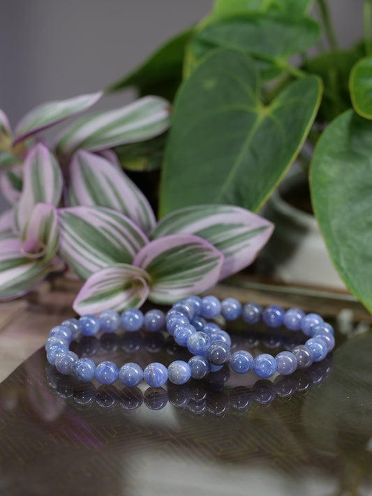 Tanzanite 8mm Beaded Natural Gemstone Elastic Bracelet, Genuine Top Grade Gift Jewelry, Men Women Fashion Crystal Energy Jewellery