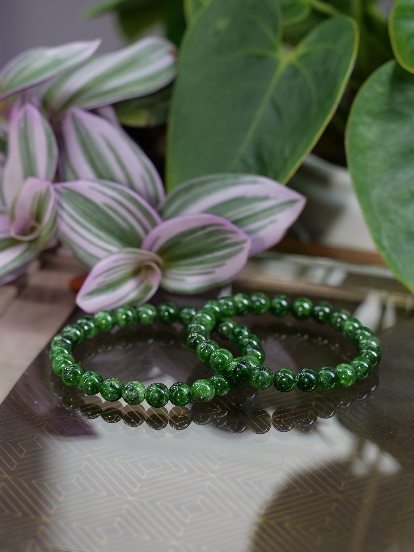 Chrome Diopside 8mm Beaded Natural Gemstone Elastic Bracelet, Genuine Top Grade Gift Jewelry, Men Women Fashion Crystal Energy Jewellery