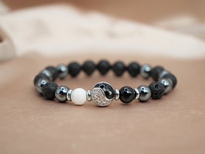 Yin Yang Natural Gemstone Elastic Bracelet