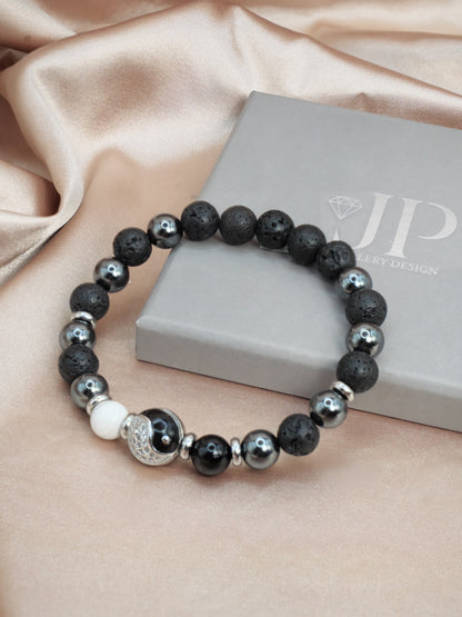 Yin Yang Natural Gemstone Elastic Bracelet