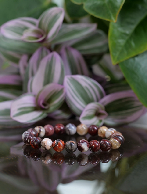 Crazy Lace Agate 8mm Beaded Natural Gemstone Elastic Bracelet, Genuine Top Grade Gift Jewelry, Men Women Fashion Energy Jewellery