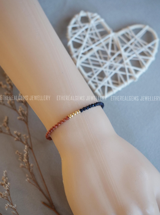 Goldstone bracelet, 3mm tiny sandstone bracelet, Half half bracelet, Unique bracelet, Statement jewellery, Stacking bracelet, Gift for her