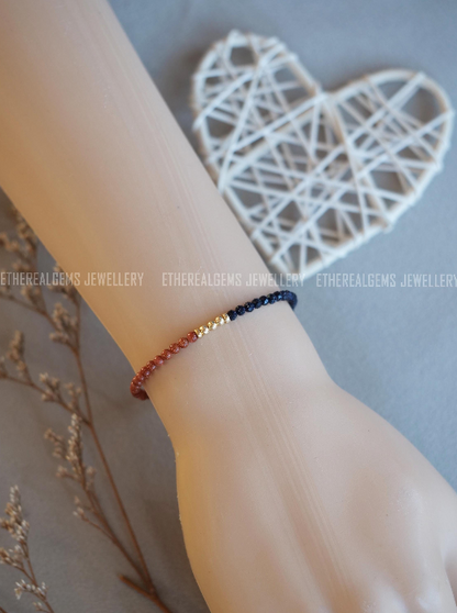 Goldstone bracelet, 3mm tiny sandstone bracelet, Half half bracelet, Unique bracelet, Statement jewellery, Stacking bracelet, Gift for her