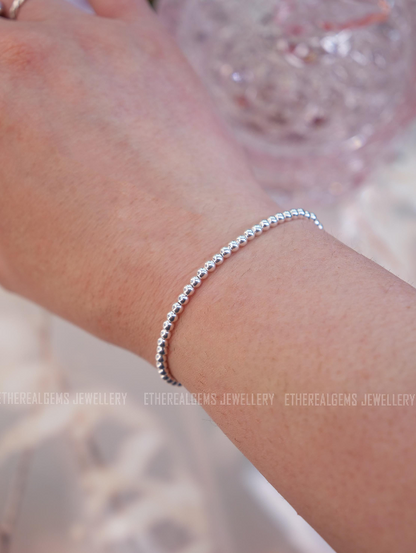 Sterling Silver 3mm Bracelet, Stacking bracelet, Sterling Silver Elastic Bracelet, Minimalist bracelet, Simple bracelet, Statement bracelet