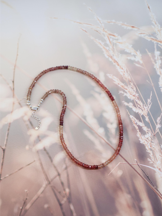 Andesine Beaded Natural Gemstone Sterling Silver Necklace, Genuine Top Grade Gift Jewelry, Women Jewelry, Fashion Crystal Energy Jewellery