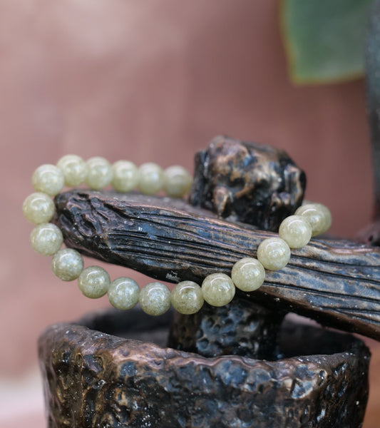 Tremolite 8mm Beaded Natural Gemstone Elastic Bracelet, Genuine Top Grade Gift Jewelry, Men Women Fashion Crystal Energy Jewellery