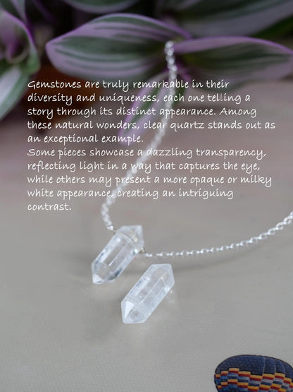 Crystal Quartz Point Natural Gemstone Sterling Silver Pendant Necklace,Genuine Top Grade Gift Jewelry,Women Fashion Crystal Energy Jewellery