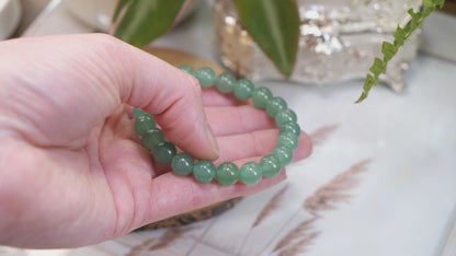 Green Aventurine 8mm Beaded Natural Gemstone Elastic Bracelet, Genuine Top Grade Gift Jewelry, Men Women Fashion Crystal Energy Jewellery