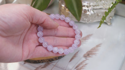 Lavender Amethyst 8mm Beaded Natural Gemstone Elastic Bracelet, Genuine Top Grade Gift Jewelry, Men Women Fashion Crystal Energy Jewellery