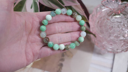 Chrysoprase 8mm Beaded Natural Gemstone Elastic Bracelet, Genuine Top Grade Gift Jewelry, Men Women Fashion Crystal Energy Jewellery