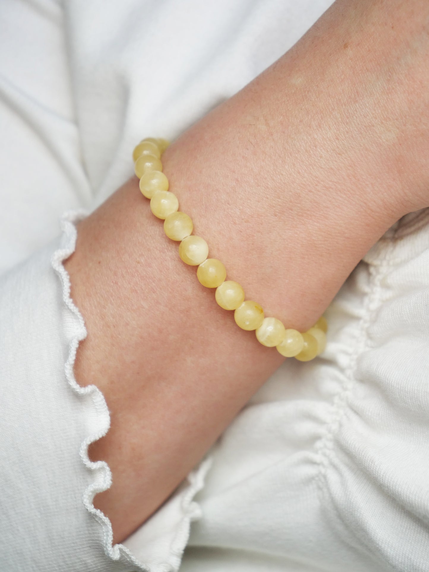 Yellow Jade 8mm Beaded Natural Gemstone Elastic Bracelet, Genuine Top Grade Gift Jewelry, Men Women Fashion Crystal Energy Jewellery